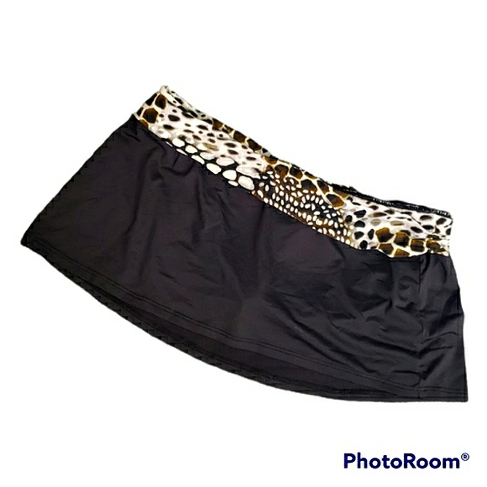 Kenneth Cole Swim Skirt Solid Animal Print Waist Coastal Beachy Pool Vacation